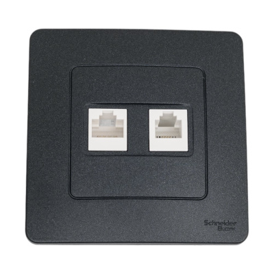 Двойная розетка: компьютерная rj45, кат.5e + телефонная rj11 Systeme Electric Blanca с/у, антрацит