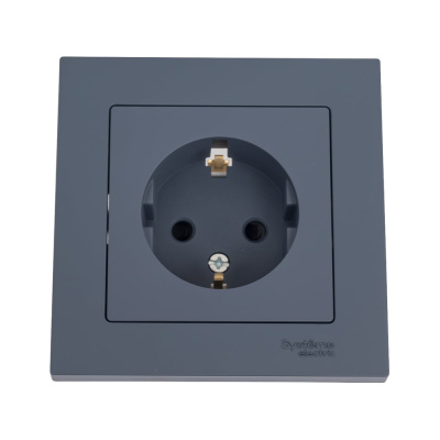 Розетка Systeme Electric AtlasDesign Грифель с/з со шторками, 16А, в сборе SE