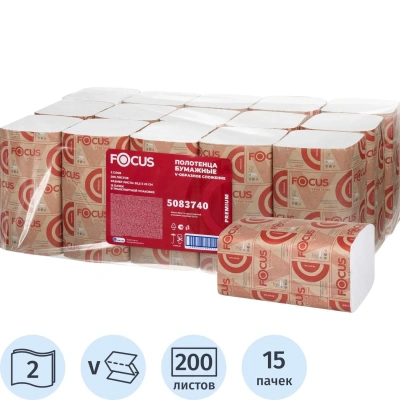 Полотенца бумажные д/дисп FocusPremium 2сл200л15пач/уп 5083740/50202901_п/э
