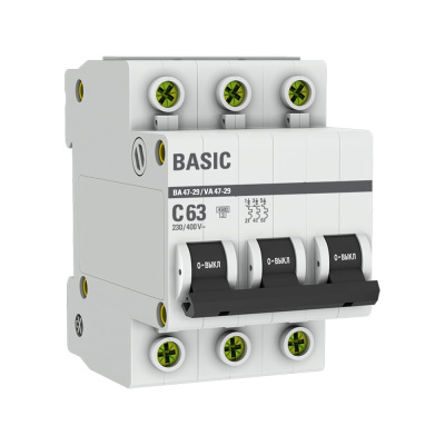 Трехполюсный автомат EKF ВА47-29 63А С
