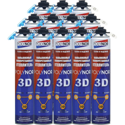 Комплект Напыляемый утеплитель POLYNOR 3D, 12 баллонов