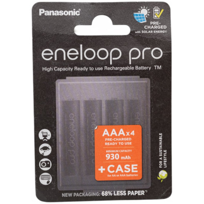 Аккумулятор Panasonic eneloop pro BK-4HCDEC4BE 930mAh ААА R03 +футляр BL4