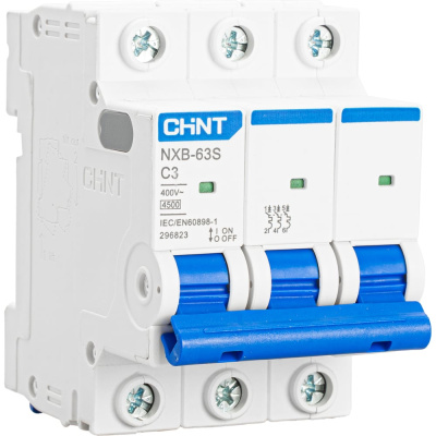 Автоматический выключатель CHINT NXB-63S 3P 3А 4.5kA характеристика C R