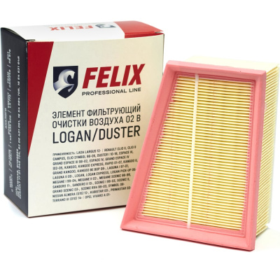 Фильтр воздушный FELIX 02 В LOGAN/DUSTER состоит из фильтровального материала и полиуретанового уплотнителя