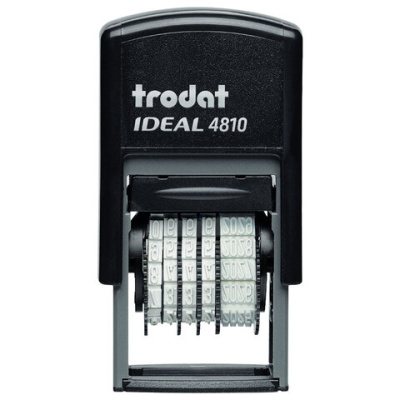 Датер-мини месяц ЦИФРАМИ ДЛЯ БАНКА, оттиск 20х3,8 мм, синий,TRODAT IDEAL 4810P2, корпус черный, подушка, 218614