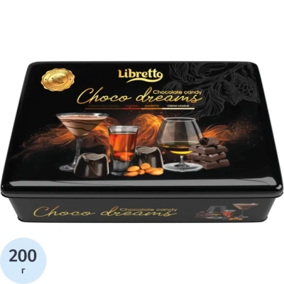 Конфеты Libretto в темном шоколаде с начинками ассорти, ж/б, 200г