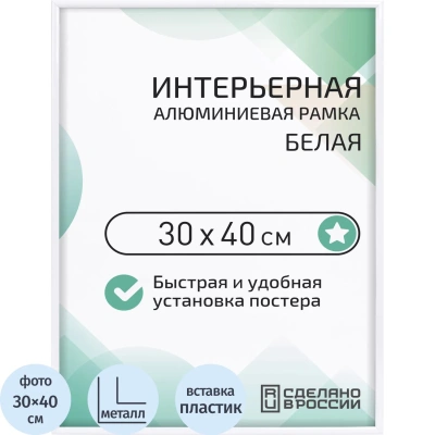 Рамка 300х400, белая, алюминевая., ПЭТ стекло, 2019 34 91 345