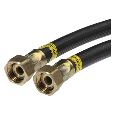 Шланг для газа РУСЛО 1/2" г/г 150 см, чёрный SGHHF150