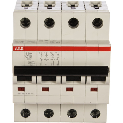 Автоматический выключатель ABB S204 4P 16A 6kA