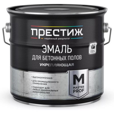 Эмаль для бетонных полов укрепляющая ПРЕСТИЖ, полуматовая, серая, 3,5 кг