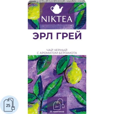 Чай NIKTEA черн эрл грей ультрамарин, 25 пакx2гр/уп