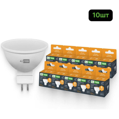 Лампочка светодиодная ALTECH LED MR16-8W-830-GU5.3 теплый белый свет 10шт