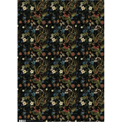 Бумага упаковочная FLORA.ЛЕСНЫЕ ЯГОДЫ, 50 х 70 см (4 листа), 2-794/02