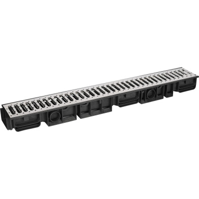 Лоток водоотводный пластиковый AQUADRENAG ЛВП Classic AQD DN100 H100 с решеткой из нержавеющей стали