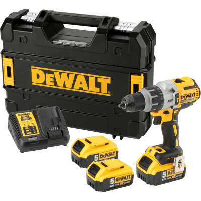Дрель-шуруповерт Dewalt DCD996P3, 18 В, 2250 об/мин, 38250 уд/мин, с 3 АКБ 5 Ач и ЗУ, в кейсе TSTAK