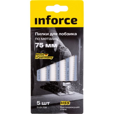 Пилки по металлу 5 шт, 75 мм для лобзика Inforce