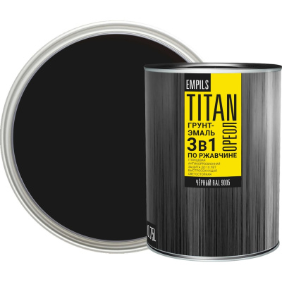 Грунт-эмаль по ржавчине Empils Titan Ореол ОРЕОЛ TITAN чёрный RAL 9005 0.75 л 0.75 кг