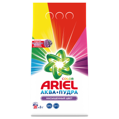 Порошок стиральный Ariel Аква Пудра Color автомат 3кг д/цветного белья