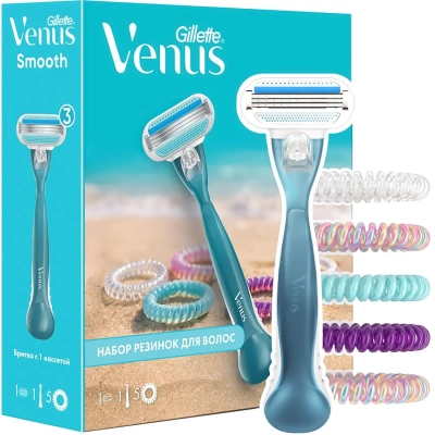 Подарочный набор GILLETE VENUS бритва безопас 1смен касс+резинка д/волос
