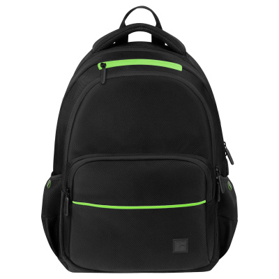 Рюкзак Berlingo U3 "Black-green" 41*29,5*13см, 2 отделения, 4 кармана, эргономичная спинка