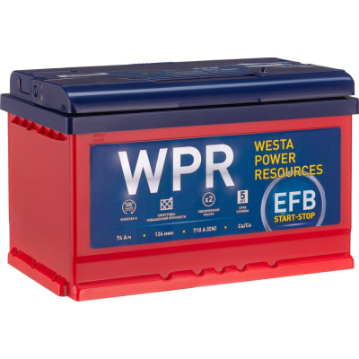 Аккумулятор WPR EFB 6ст 74 VLR 0 LB, 750 А EN