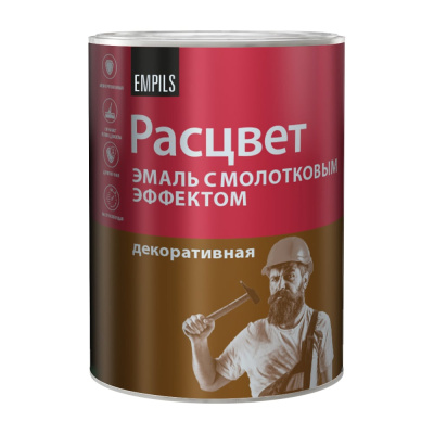 Эмаль с молотковым эффектом Расцвет алкидно-стирольная, коричневая, 0.8 кг