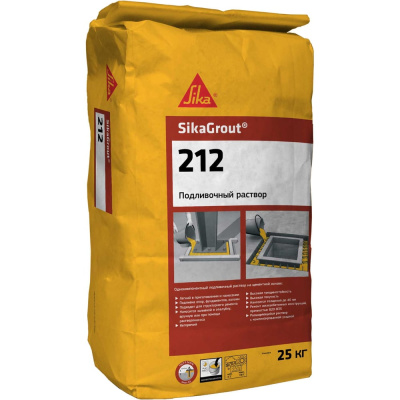 Подливочный раствор на цементной основе SIKA Grout-212 мешок 25 кг, толщина подливки от 10 до 40 мм