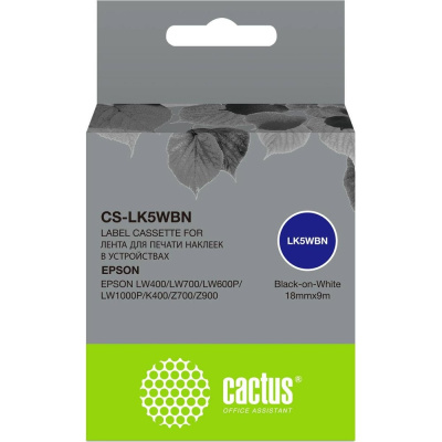 Ленточный картридж CACTUS CS-LK5WBN черный для Epson