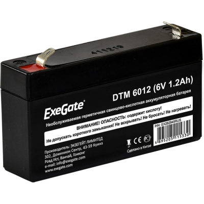 Батарея аккумуляторная АКБ DTM 6012 6V 1.2Ah, клеммы F1 ExeGate