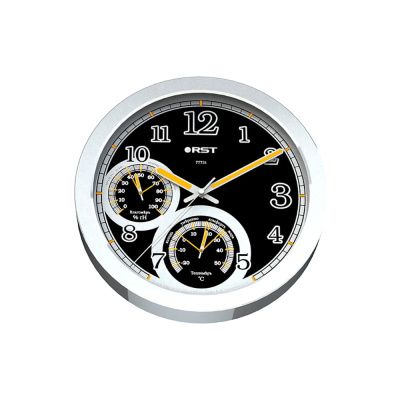 Cветящиеся настенные метеочасы RST, плавный ход, d-25 см, сталь