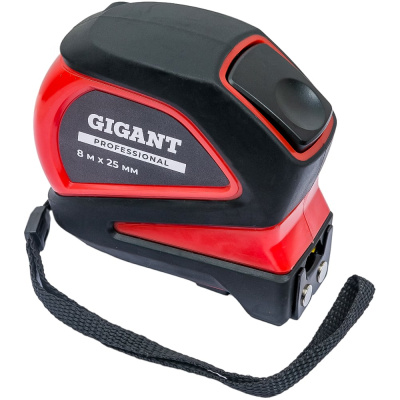 Рулетка Gigant Professional с магнитным зацепом 8м 25мм GPGW-09 благодаря обрезиненному корпусу удобна в использовании