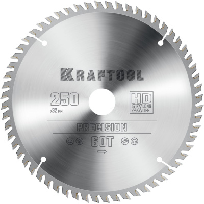 Диск пильный по дереву KRAFTOOL Precission 250x32 мм, 60Т