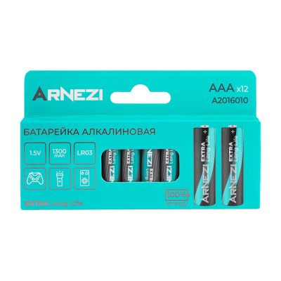 Батарейка алкалиновая Arnezi AAA/LR03 1300mAh Extra LongLife 1.5V (12шт)