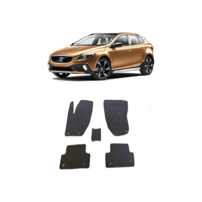 Ковры в салон автомобиля Eva Smart volvo v40 ii 2012 - 2019 эва сота серые c коричневой окантовкой