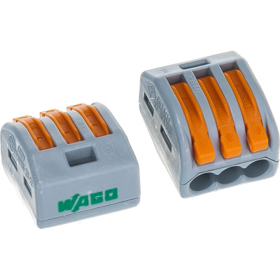 Клеммы WAGO 222-413, 3Х2,5мм2, с рычажком, упаковка 50шт