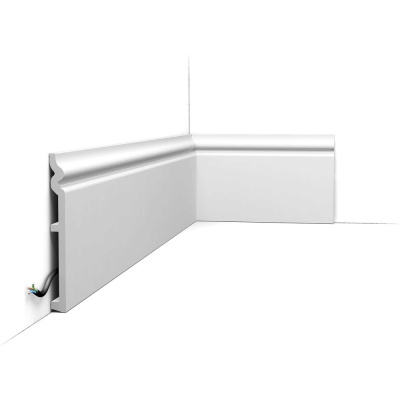 Плинтус напольный Oracdecor дюрополимер CONTOUR Orac белый, под покраску SX206