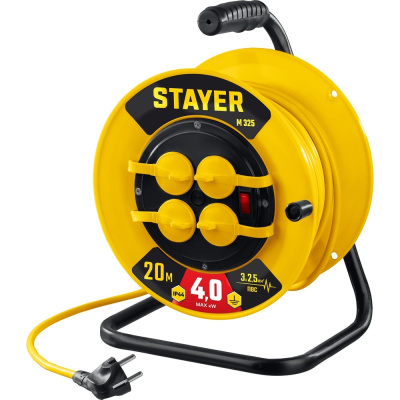 Силовой удлинитель на катушке пвс 3x2.5 20м 4000вт ip44 STAYER