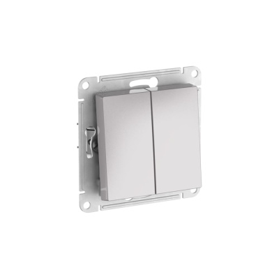 2-клавишный выключатель Systeme Electric ATLASDESIGN сх.5, 10АХ, мех., быстрозажим. клем., АЛЮМИНИЙ