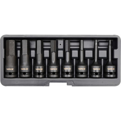 Набор ударных головок-бит YATO HEX 1/2" 8пр