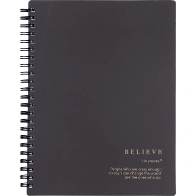 Бизнес-тетрадь, BS, А5, 120л., клетка, спираль. Believe, черный N4200