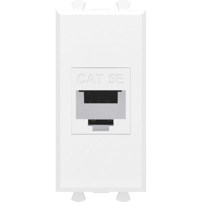 Компьютерная розетка DKC RJ 45, без шторки, модульная, кат.5е, Avanti, Белое облако, 1 модуль, 1 шт.