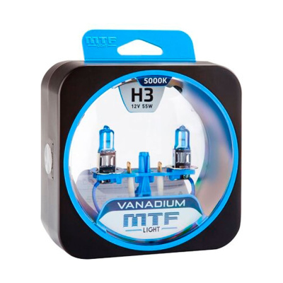Галогенные автолампы MTF Light VANADIUM H3, 12V, 55W, комп.