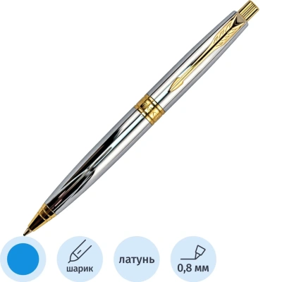 Ручка шариковая Parker Aster shiny chrome GT 1,0мм,кнопочн,синяя,9000019826