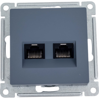 Розетка компьютерная двойная Systeme Electric AtlasDesign, RJ45 + RJ45, 5e, механизм, Грифель
