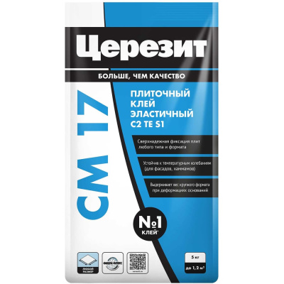 Плиточный клей для крупноформатного керамогранита Церезит Cm17/5кг