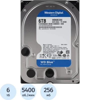 Жесткий диск Western Digital Blue 6TB, SATA, 5400rpm, 256MB(WD60EZAX)