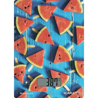Весы кухонные SCARLETT SC-KS57P78, электронный дисплей, max вес 10 кг, тарокомпенсация, стекло