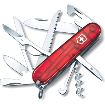 Швейцарский нож Victorinox Huntsman полупрозрачный красный