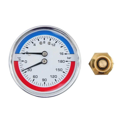 Термоманометр аксиальный SMT 1/2", 16 бар, 180 C D63Н04-16/180