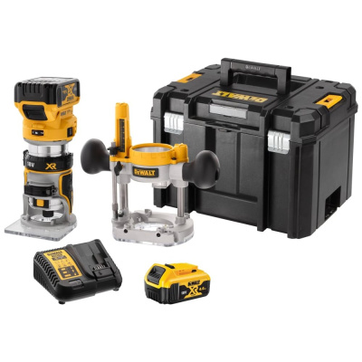 Аккумуляторный вертикальный фрезер DEWALT DCW604P2, 18 В, 25500 об/мин, 55 мм, с 2 АКБ 5 Ач и ЗУ, в кейсе TSTAK